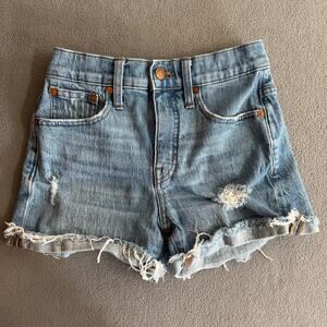Madewell High Rise Denim Shorts Womens 23 Distressed Blue Cut Offs Casual